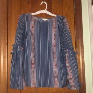 Long sleeve, multi-colored blouse